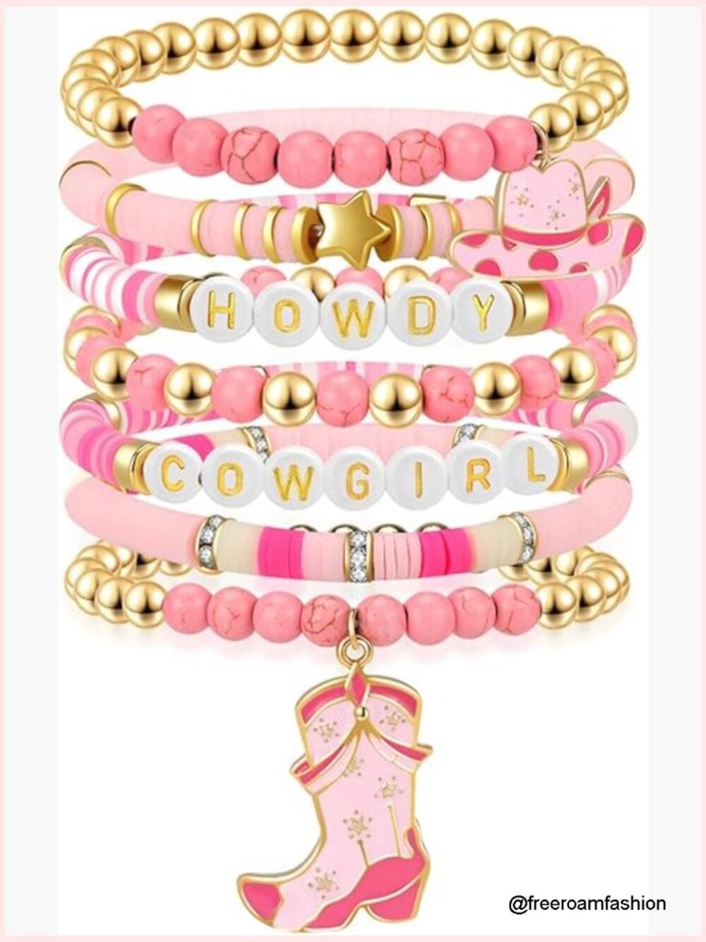 Western Stackable Bracelets Set Cowgirl Clay Beads Stretch